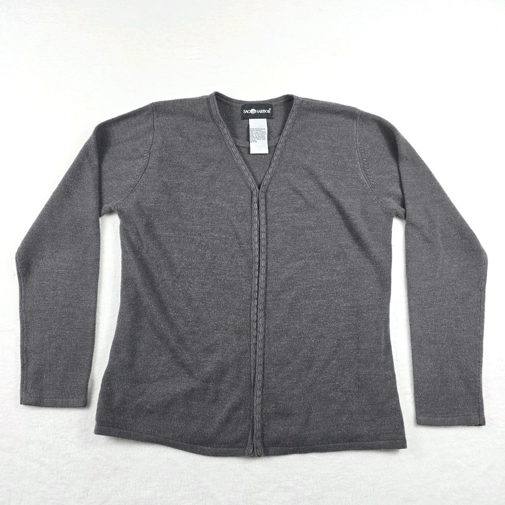 Sag Harbor Womens Charcoal Gray Twin Set Cardigan Shell F03388 Medium Australia